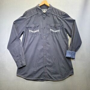 Reverse Denim Men's Black Long Sleeve Flip Cuff Button Up Shirt Size XL